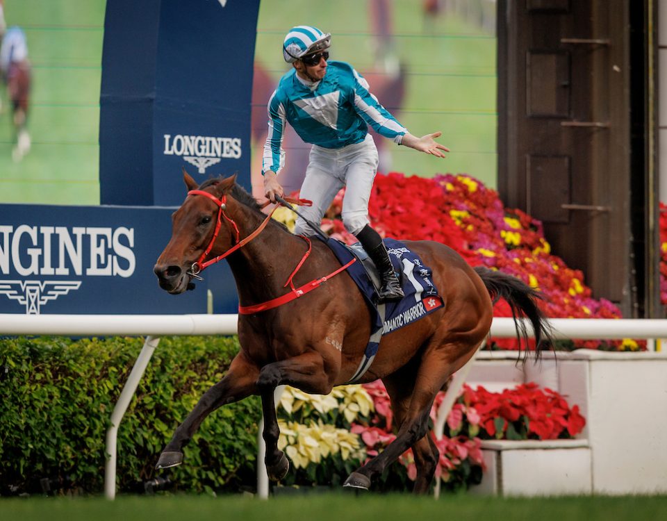 Romantic Warrior with James McDonald wins the Longines Hong Kong Cup in Hong Kong, China on December 8, 2024. Photo by: Alex Evers / HKJC