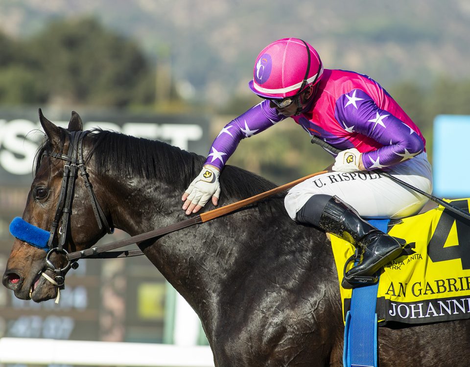 Johannes and jockey Umberto Rispoli at Santa Anita Park - Benoit Photo